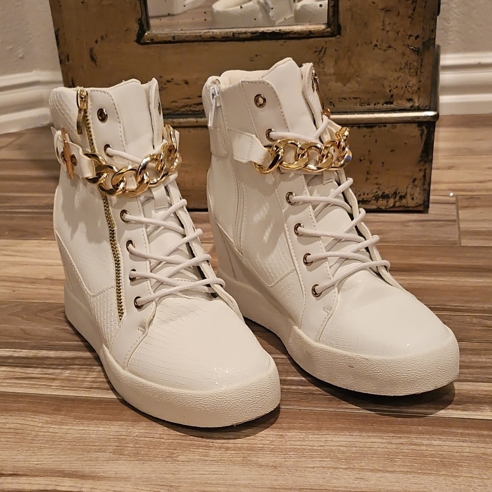 Women's White Wedge Sneakers